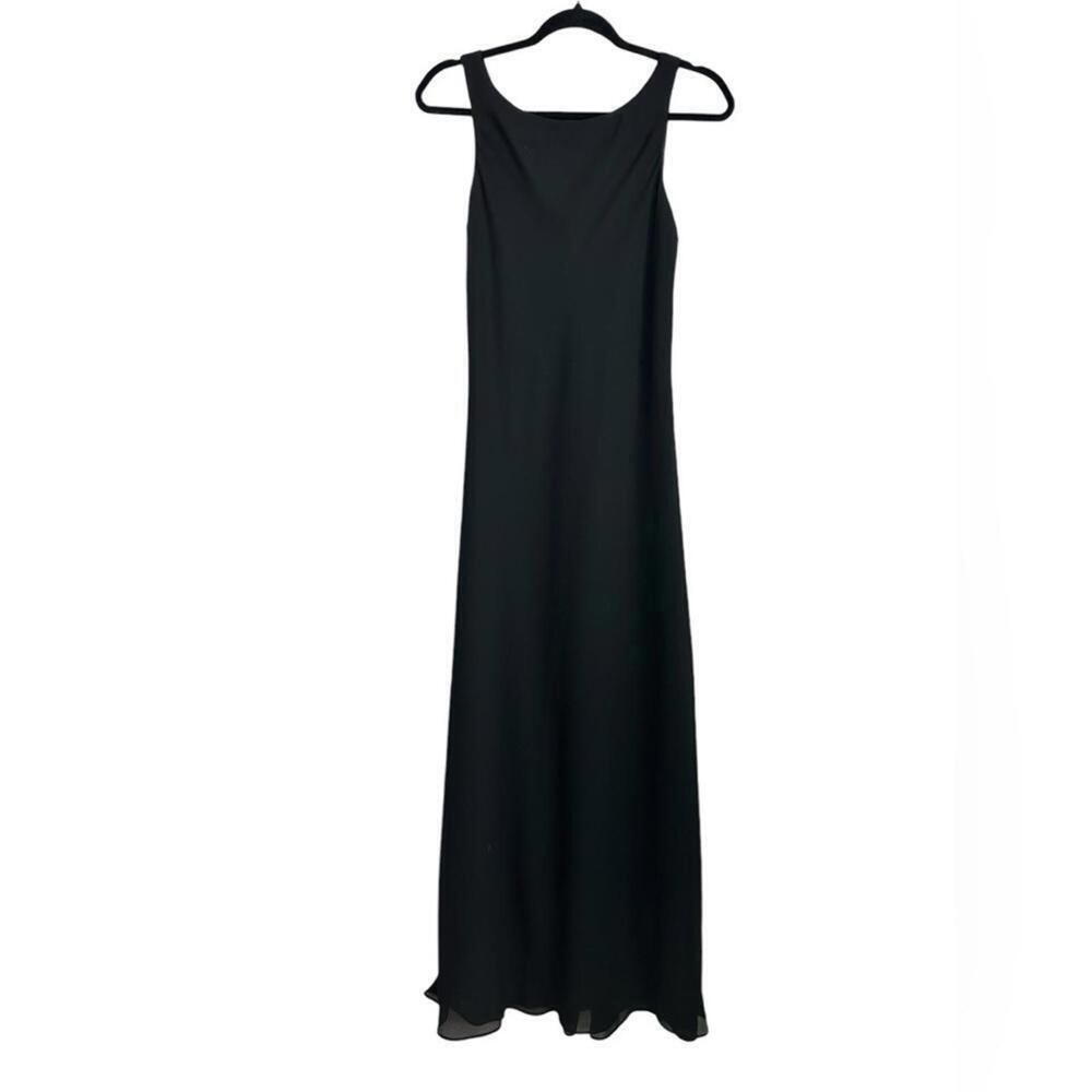 Onyx Nite l Vintage 1990 High Black Maxi Dress Gown Size 6